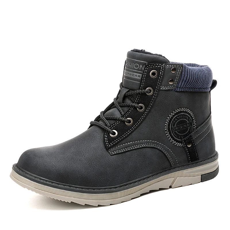 Black Warm Winter Men Boots PU Leather Ankle Boots Men Winter Work Shoes Men Military Fur Snow Boots For Men Botas 
Black Warm Winter Men Boots PU Leather Ankle Boots Men Winter Work Shoes Men Military Fur Snow Boots For Men Botas