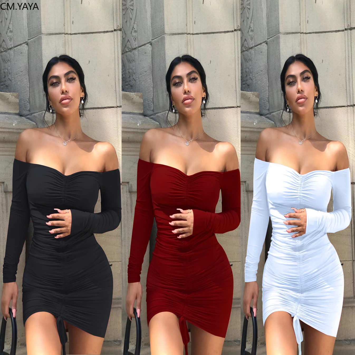 GL Women Winter Autumn Bodycon Mini Dress Strapless Off shoulder Draw string Lady Sexy Club Night Casual Dresses Vestido LD9030
GL Women Winter Autumn Bodycon Mini Dress Strapless Off shoulder Draw string Lady Sexy Club Night Casual Dresses Vestido LD9030