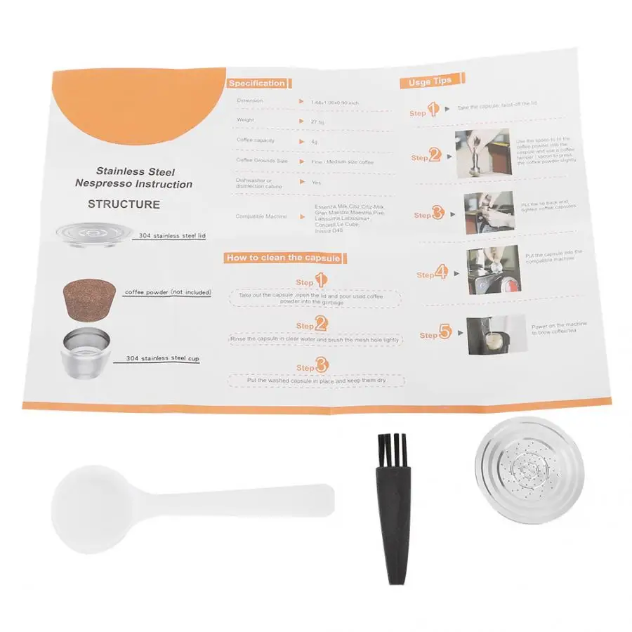 Friendly Refillable Coffee Capsule Cup Reusable Filter Brush Spoon Kit Replacement Fit for Dolci Gusto Refillable
Friendly Refillable Coffee Capsule Cup Reusable Filter Brush Spoon Kit Replacement Fit for Dolci Gusto Refillable