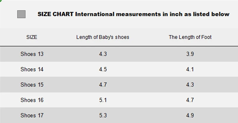 shoes size chart