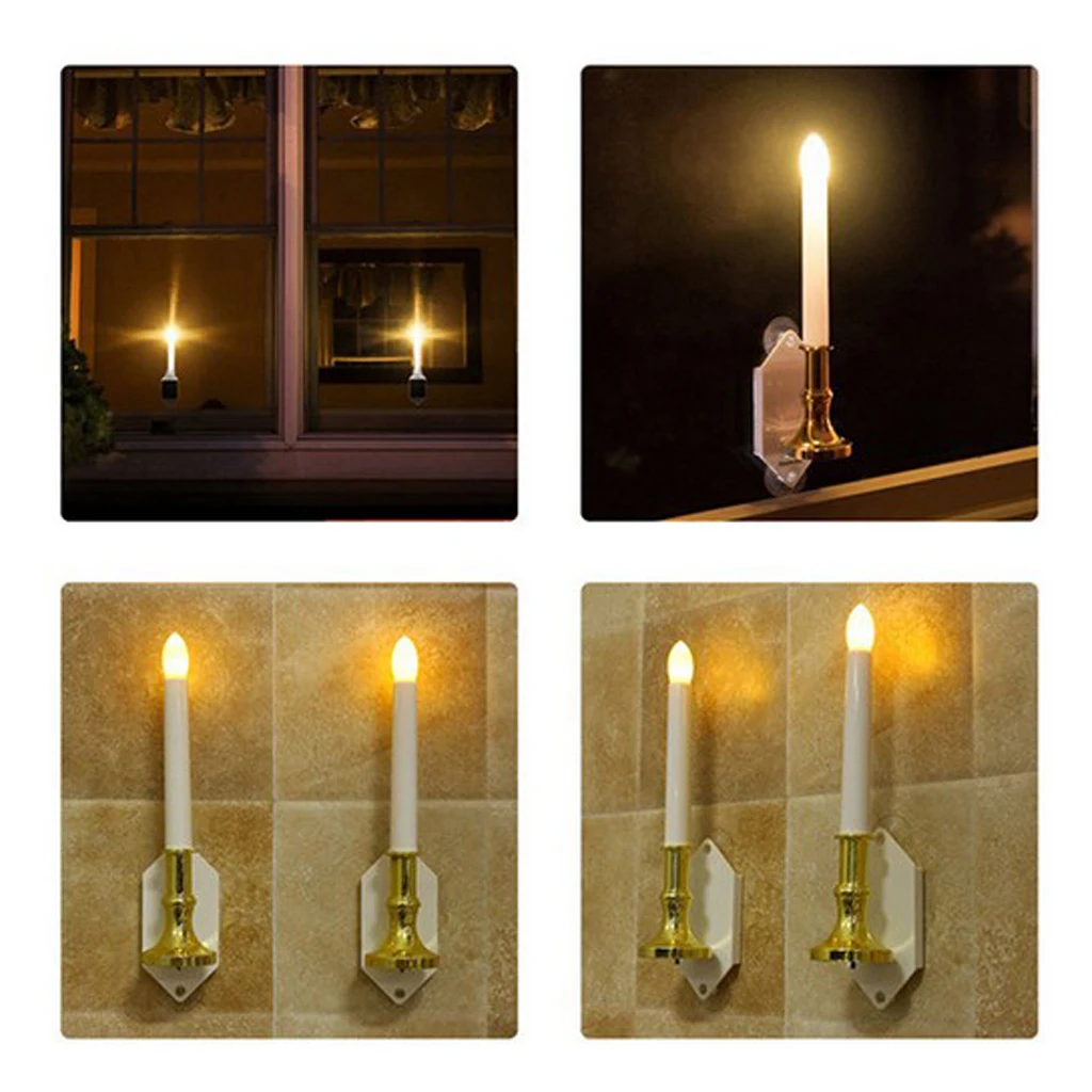 Vintage Christmas Flameless Window Solar Candles Lights W/ 2 Suction Cups Vintage Christmas Flameless Window Solar Candles Lights W/ 2 Suction Cups