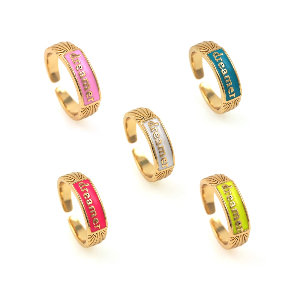 

Новое поступление, Золотое медное кольцо с надписью, модное простое эмалированное креативное кольцо для пары, лучшее ювелирное изделие, подарок
