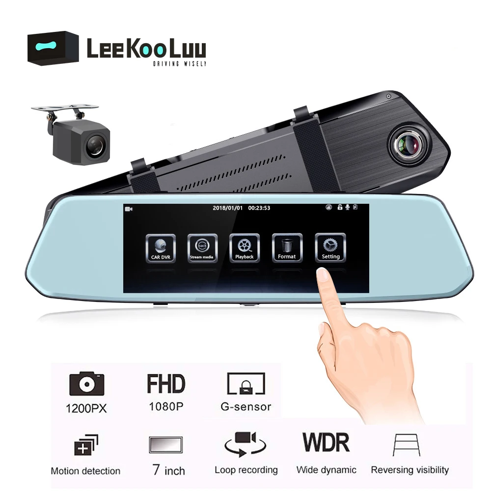 LeeKooLuu Car Dvr Dash Cam HD 1080P Rearview Mirror 7 Inch IPS Touch Video Recorder Camera Dual Lens auto Registrator dash cam
LeeKooLuu Car Dvr Dash Cam HD 1080P Rearview Mirror 7 Inch IPS Touch Video Recorder Camera Dual Lens auto Registrator dash cam