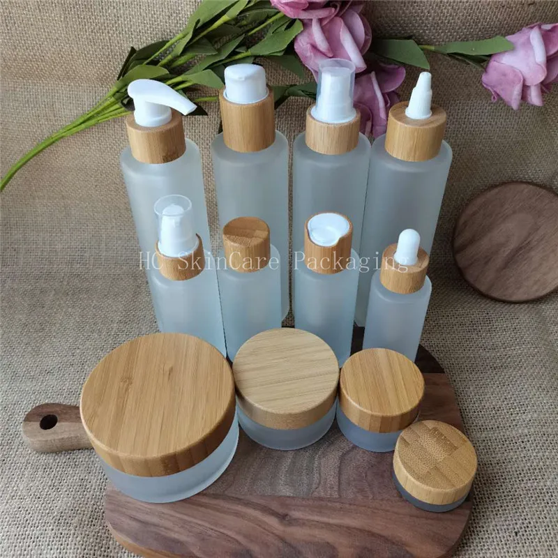 Empty High Quanlity Bamboo Matte Glass Lotion Bottles and Face Cream Jars Cosmetic Container Packaging Refillable Bottles Bulk
Empty High Quanlity Bamboo Matte Glass Lotion Bottles and Face Cream Jars Cosmetic Container Packaging Refillable Bottles Bulk