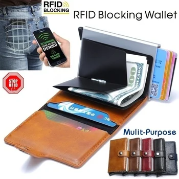 Metal wallet Anti-scan Leather Aluminum Case Slim RFID Blocking Wallet ID Credit Card Holder for Cash Men credit card wallet
Metal wallet Anti-scan Leather Aluminum Case Slim RFID Blocking Wallet ID Credit Card Holder for Cash Men credit card wallet