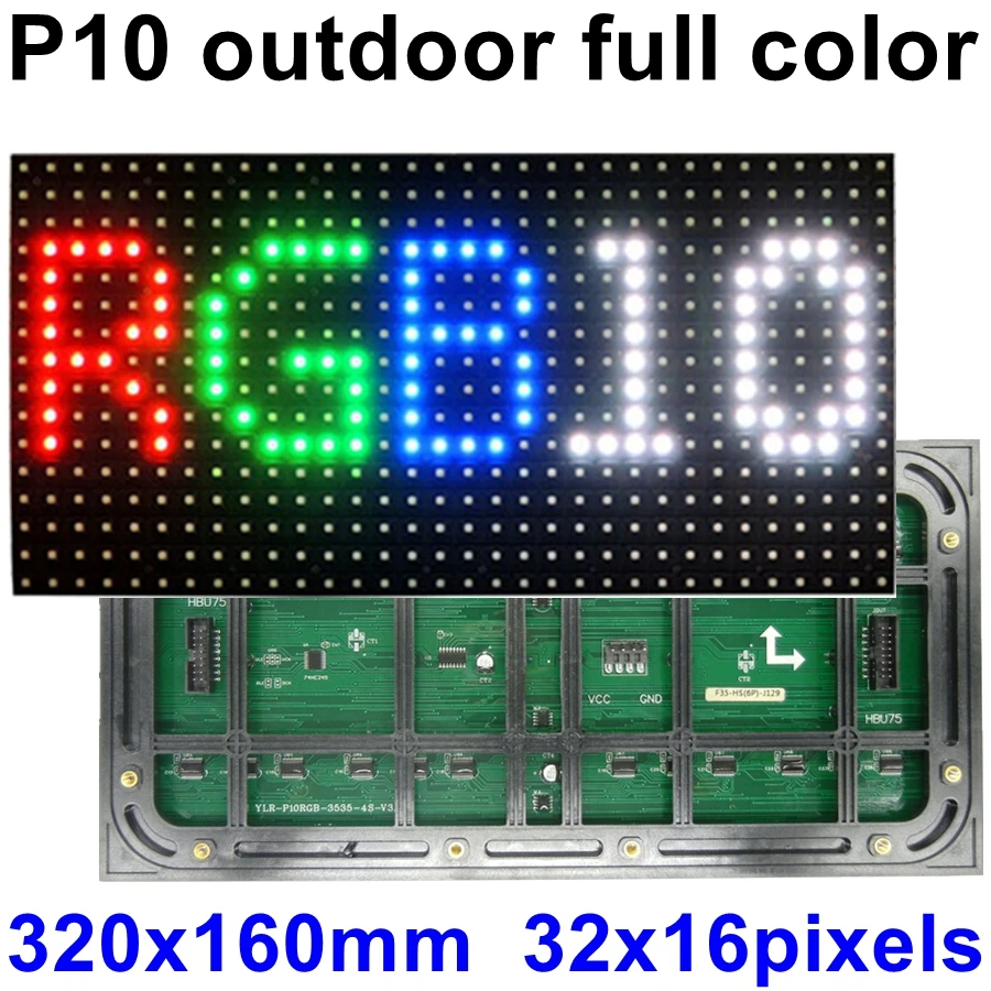 

P10 Outdoor SMD Full Color Led Panel Display Module 320*160mm 32*16 pixel 1/4 scan hub75port Waterproof SMD 3in1 RGB Led Board