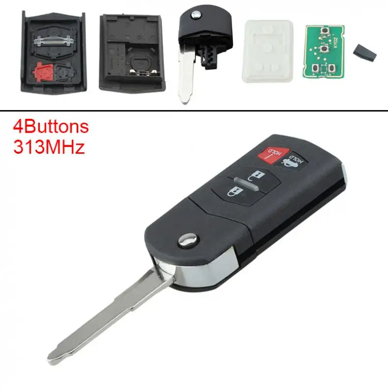 313MHz 4 Buttons Keyless Uncut Flip Remote Key Fob KPU41788 with ID63 Chip 80 for Mazda 2004-2012 No Battery
313MHz 4 Buttons Keyless Uncut Flip Remote Key Fob KPU41788 with ID63 Chip 80 for Mazda 2004-2012 No Battery