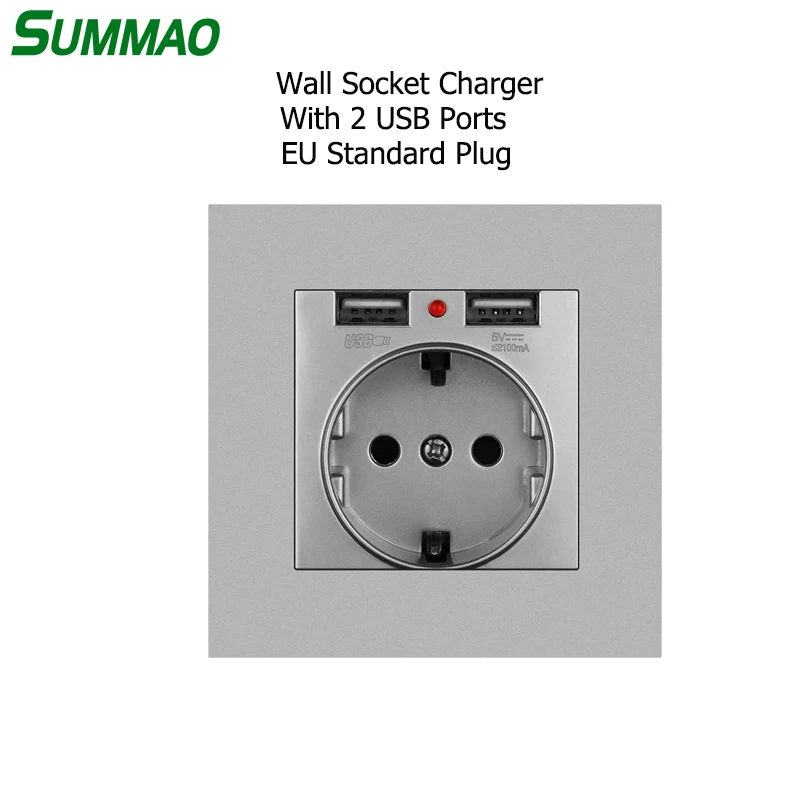 EU Standard Plug Power Outlet 16A 250V Wall Charger Adapter with Dual USB Port PC Panel Indicator German Socket Charging 86*86mm
EU Standard Plug Power Outlet 16A 250V Wall Charger Adapter with Dual USB Port PC Panel Indicator German Socket Charging 86*86mm