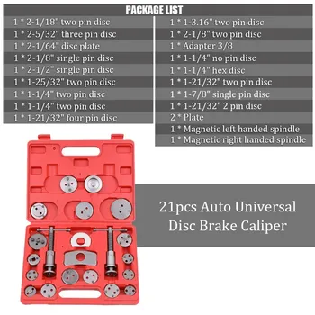 

21pcs Auto Universal Disc Brake Caliper Car Wind Back Pad Piston Compressor Automobile Garage Repair Tool Kit Set with Case
