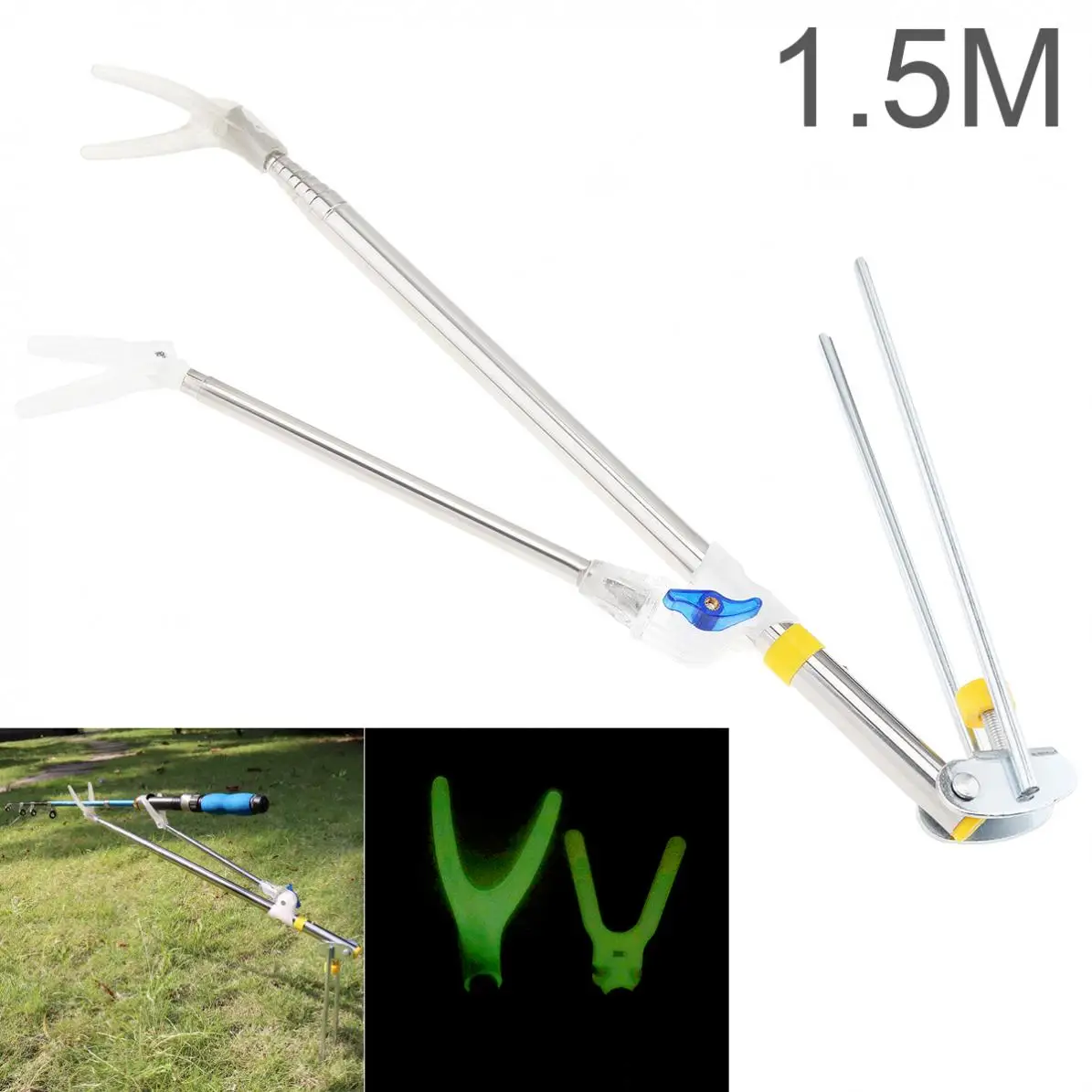 1.5m Silver Luminous Fishing Rod Ground Inserted Stand Bracket Metal Stretch Pole Fishing Box Chair Holder
1.5m Silver Luminous Fishing Rod Ground Inserted Stand Bracket Metal Stretch Pole Fishing Box Chair Holder