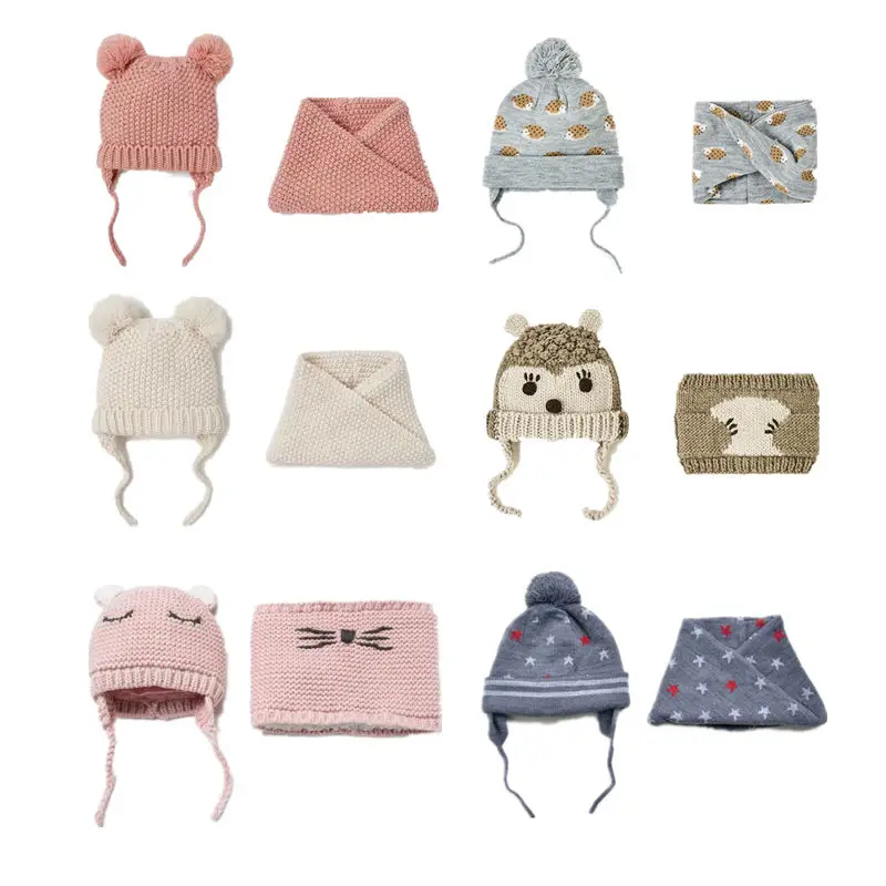 Детские шапки детская шапка и шарф 2 шт./лот для маленьких девочек на осень зиму