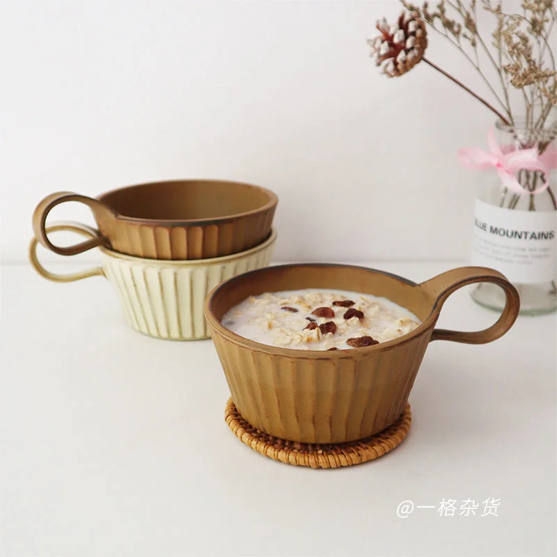 

Japanese Retro Coarse Breakfast Cup Household Creative Coffee Large Capacity Milk Ceramic Mug Oat Tea Cups Pottery Drinkware