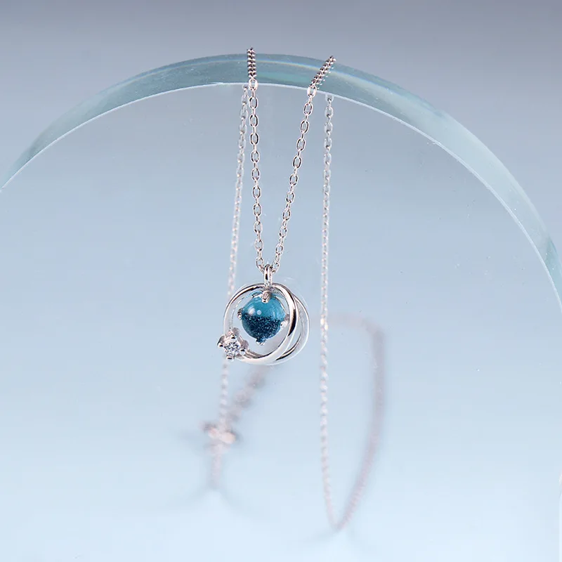 Trendy Simple Design 925 Sterling Silver Necklace Blue Moonstone Cute Small Planet Pendant Necklace Crystal Choker Necklace Gift 
Trendy Simple Design 925 Sterling Silver Necklace Blue Moonstone Cute Small Planet Pendant Necklace Crystal Choker Necklace Gift