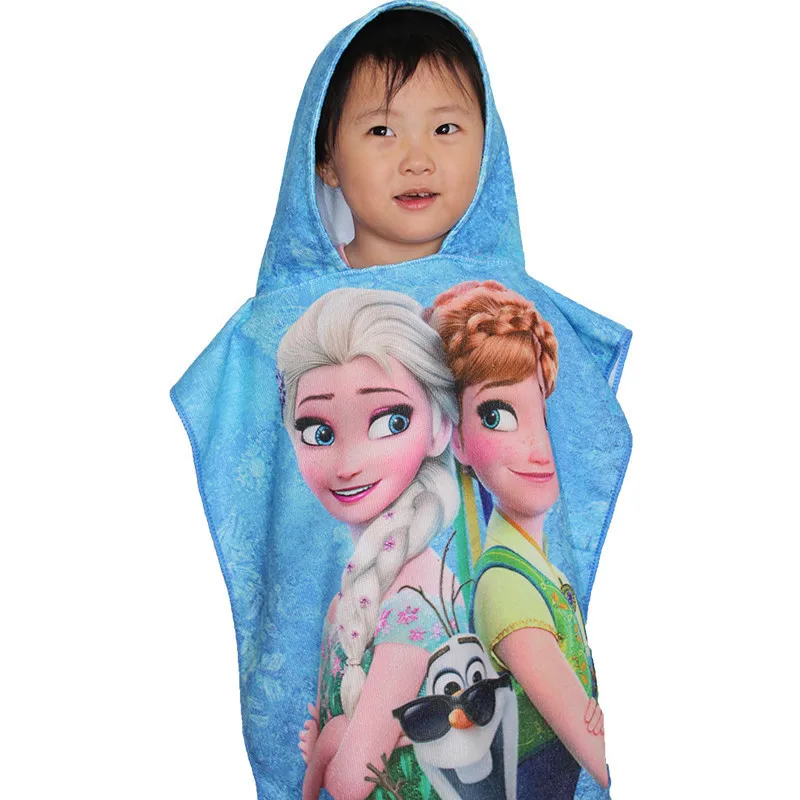 

Disney Cartoon Mickey Minnie Frozen Spiderman Children Bath Towel Baby Soft Beach Cloak Towels Snow White Princess Cotton New