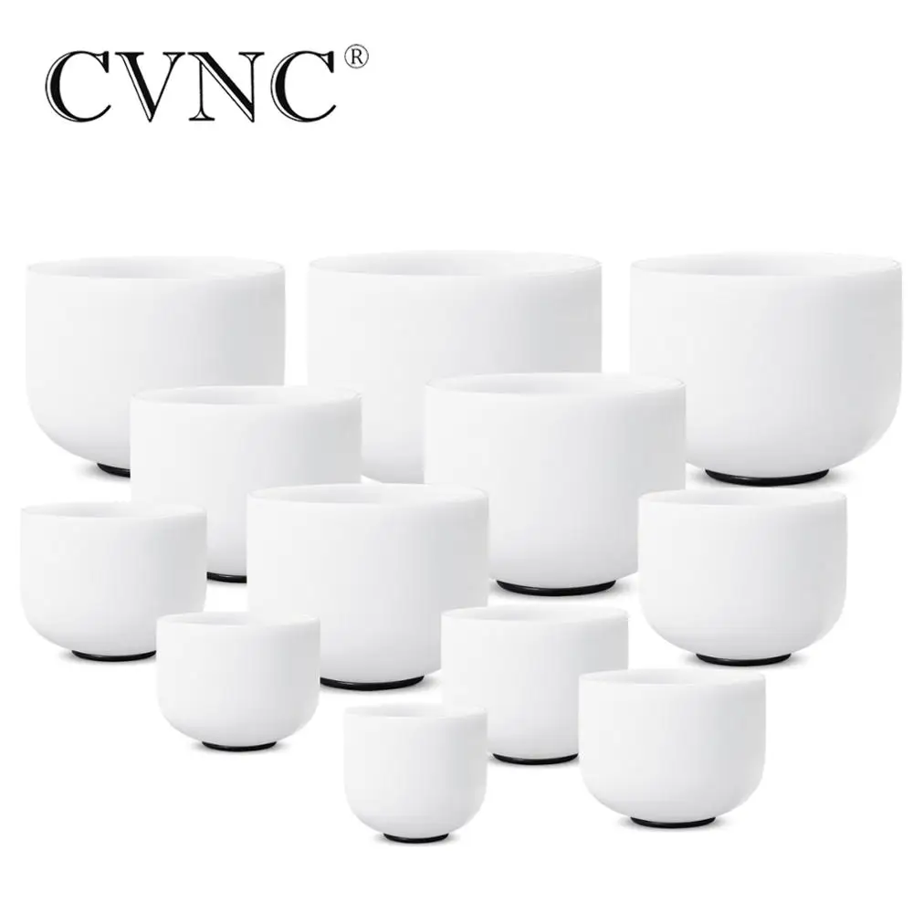 CVNC 7"-14" set of 12pcs Note CDEFGABC#D#F#G#A# Chakra Frosted Quartz Crystal singing bowls
CVNC 7"-14" set of 12pcs Note CDEFGABC#D#F#G#A# Chakra Frosted Quartz Crystal singing bowls