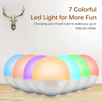 New FM Radio Wake-Up Light Alarm Clock with Sunset Fading Night Light & Snooze Feature and 7 Colored Sunrise Simulation
New FM Radio Wake-Up Light Alarm Clock with Sunset Fading Night Light & Snooze Feature and 7 Colored Sunrise Simulation