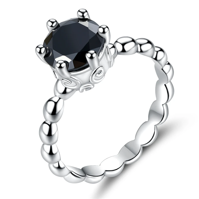 Серебряное кольцо VOROCO любовь обещание в форме сердца блестящее черное