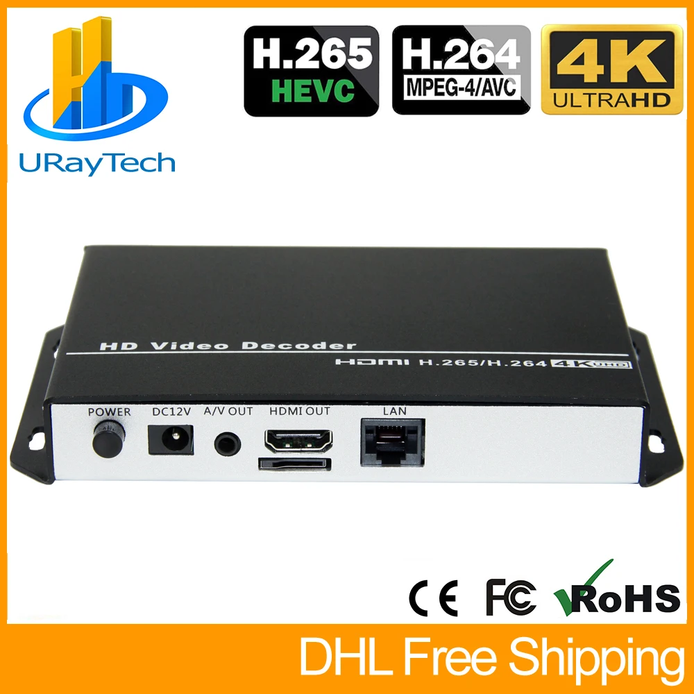 

H.265 H.264 UHD 4K Video Audio Streaming IP Decoder HDMI + CVBS AV RCA Output for Decoding IP Camera RTSP HTTP RTMP HLS M3U8