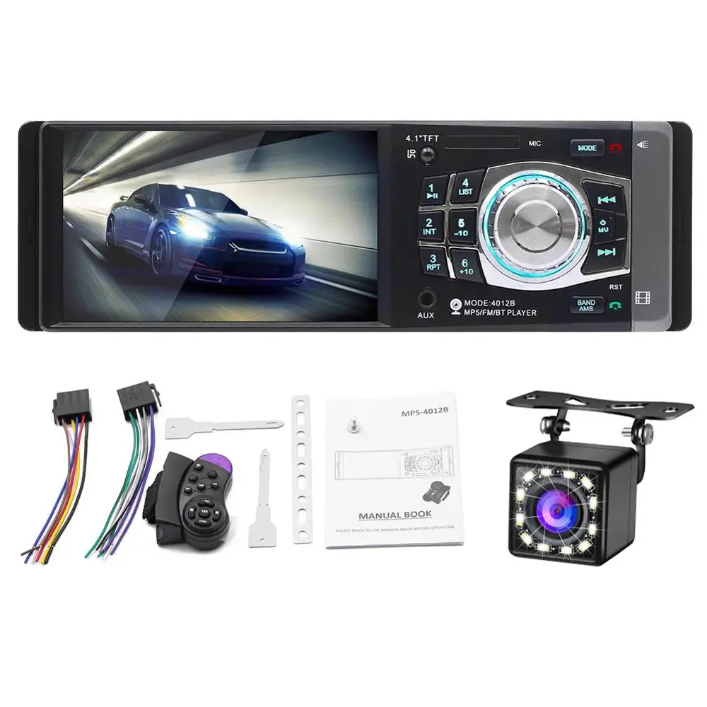 1 Din Car MP5 Raido Player 4.1 Inch Auto Audio Stereo FM Bluetooth Player with Steering Wheel Control Support Rear View Camera
1 Din Car MP5 Raido Player 4.1 Inch Auto Audio Stereo FM Bluetooth Player with Steering Wheel Control Support Rear View Camera