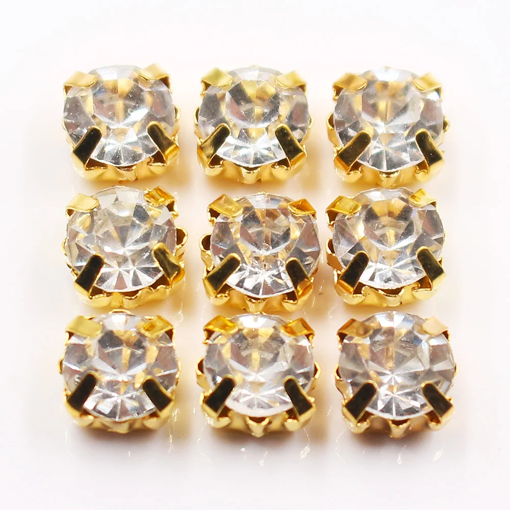 144 1440 шт. прозрачные кристаллы для одежды Золотая основа|crystal strass|strass non hotfixclaw
