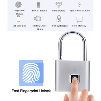 Warehouse Door Fingerprint Lock Home Smart Fingerprint Lock inteligente Portable Keyless Padlock Luggage Case Security Lock
Warehouse Door Fingerprint Lock Home Smart Fingerprint Lock inteligente Portable Keyless Padlock Luggage Case Security Lock