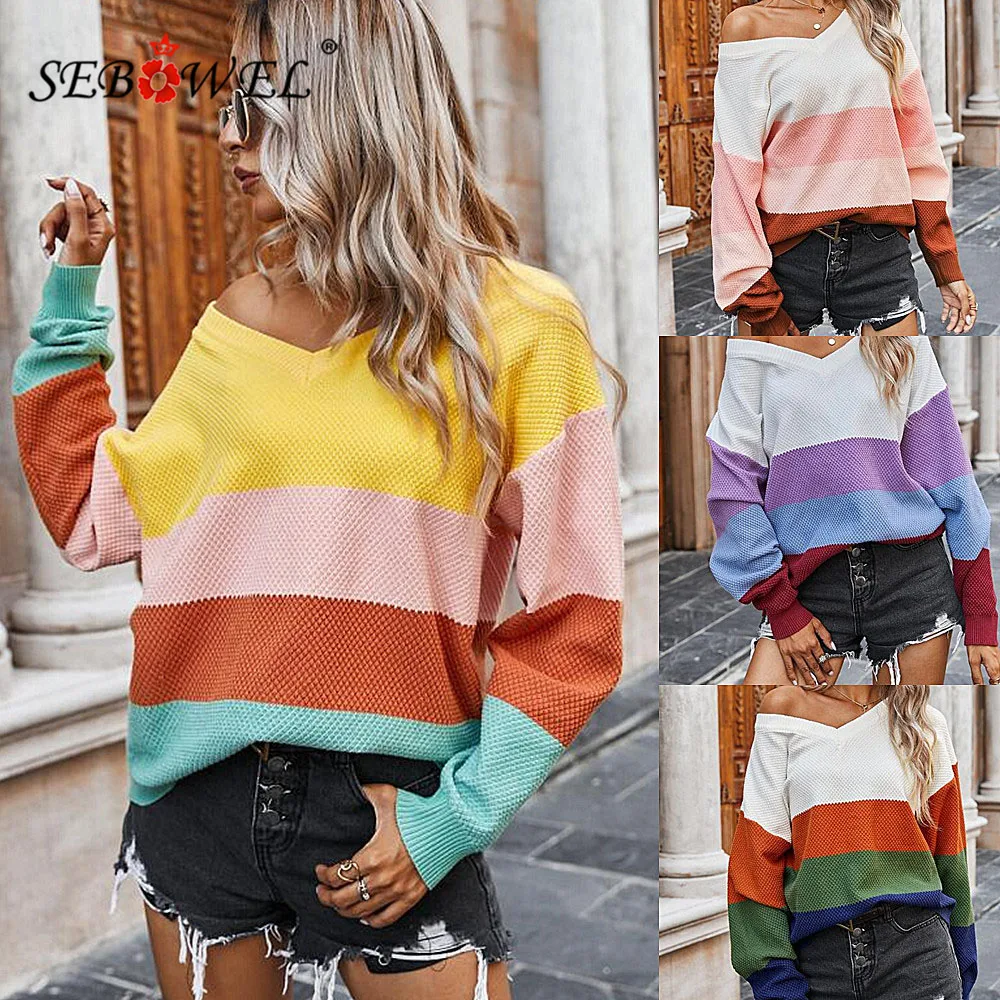 SEBOWEL Casual Autumn Women Pullovers Sweaters Female Long Sleeve Striped Color Block Knit Tops Crew Neck Loose Sweater S-XL
SEBOWEL Casual Autumn Women Pullovers Sweaters Female Long Sleeve Striped Color Block Knit Tops Crew Neck Loose Sweater S-XL