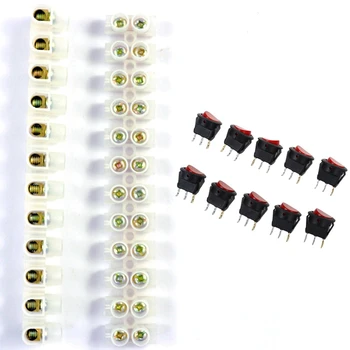 2x 20A 2-12 Way Electrical Screw Terminal Block Connector & 10Pcs Red Light ON-OFF SPST Round Rocker Switch
2x 20A 2-12 Way Electrical Screw Terminal Block Connector & 10Pcs Red Light ON-OFF SPST Round Rocker Switch