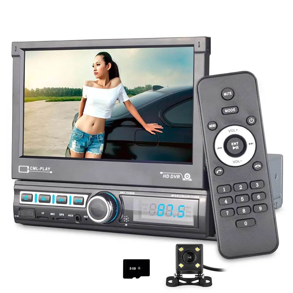 7 Inch Single 1-Din Bluetooth Rear View Camera Electric Car Radio Stereo MP5 Player Retractable Screen Built-in GPS Navigation
7 Inch Single 1-Din Bluetooth Rear View Camera Electric Car Radio Stereo MP5 Player Retractable Screen Built-in GPS Navigation