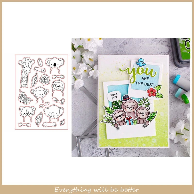 Monkey Elephant Tiger Deer Koala Flower Leaves Sloth Cute Cartoon Animals Clear Silicone Stamps Make Cards Embossing Paper 2020
Monkey Elephant Tiger Deer Koala Flower Leaves Sloth Cute Cartoon Animals Clear Silicone Stamps Make Cards Embossing Paper 2020