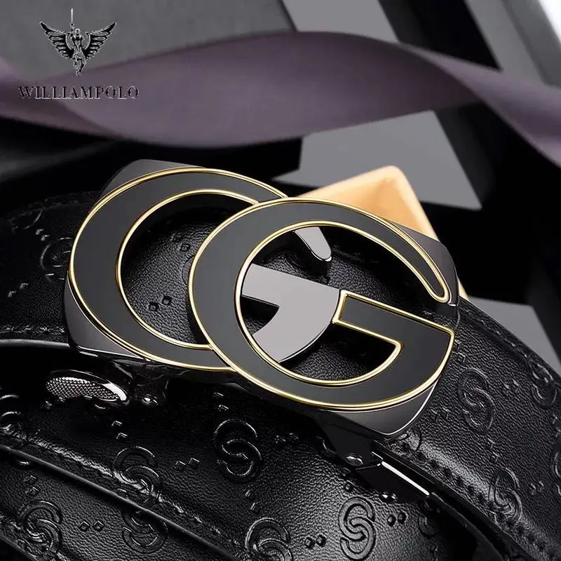 

leather belt Fashion Automatic Buckle Black Genuine Leather Belt Men's Belts Cow Leather Belts for Men 3.5cm Width