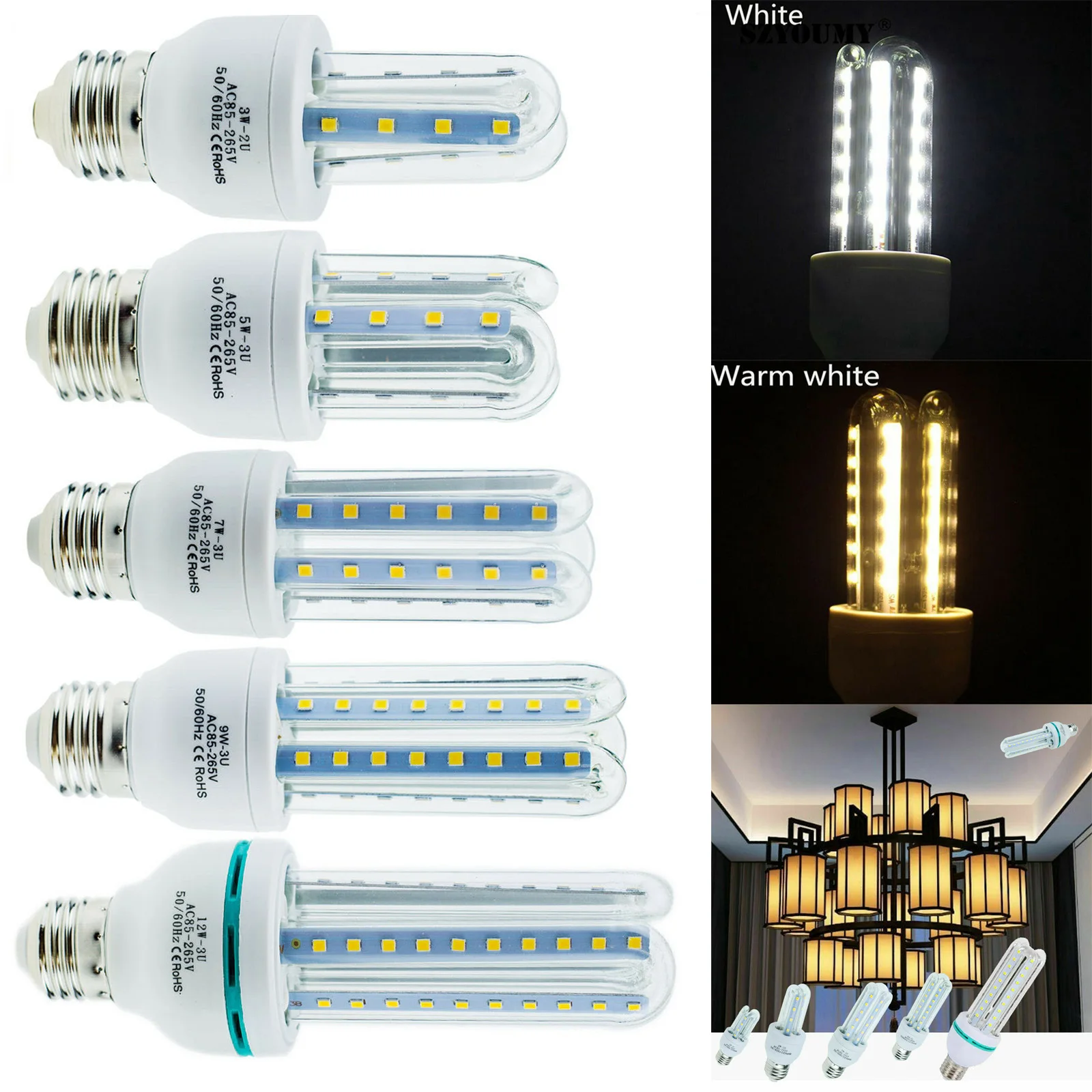 

LED Corn Bulb Energy Saving E27 12W 9W 7W 5W 3W SMD 2835 Light White Home Lamp Cool/Warm White 85-265V
