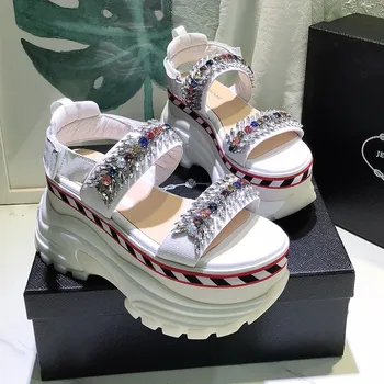 Prova Perfetto Fashion Summer Sandals Woman Hand-made Leather Shoes Crystal High-end Platform Sandals Real Leather Sandalen dame
Prova Perfetto Fashion Summer Sandals Woman Hand-made Leather Shoes Crystal High-end Platform Sandals Real Leather Sandalen dame