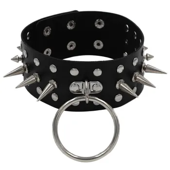 

Gothic Spike Goth Choker Necklaces Women Collar Studded Rivet Black leather Women Men Belt Necklace Chocker Bondage Jewelry