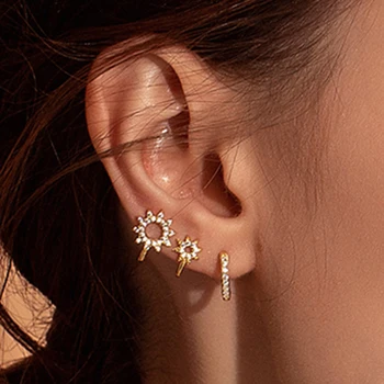 BISAER Brincos 925 Sterling Silver Geometric Stud Earrings for Women Sun Geometric CZ Fashion Earrings Jewelry Bijoux ECE492
BISAER Brincos 925 Sterling Silver Geometric Stud Earrings for Women Sun Geometric CZ Fashion Earrings Jewelry Bijoux ECE492
