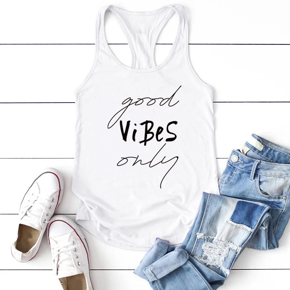 FREE SHIPPING Good Vibes Only Printing Women Tank Top JKP4745