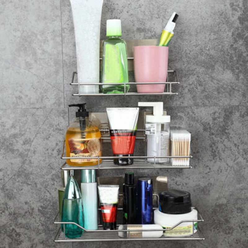 1 Pcs Shower Storage Rack Shelf Bathroom Wall Mounted Adhesive Silver Stainless Steel Reusable Bathroom Hanging Storage Rack
1 Pcs Shower Storage Rack Shelf Bathroom Wall Mounted Adhesive Silver Stainless Steel Reusable Bathroom Hanging Storage Rack