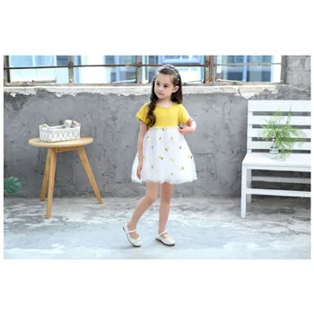 Jacquard Embroidery Pineapple Summer Dress For Girls Net Pink&Yellow Yarn Fairy Princess Dresses Robe Fille 
Jacquard Embroidery Pineapple Summer Dress For Girls Net Pink&Yellow Yarn Fairy Princess Dresses Robe Fille