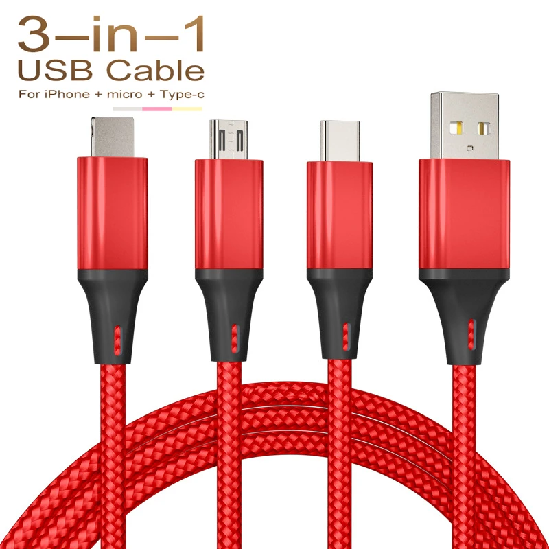 3 in 1 charging cable Multi-function For Android iphone Type-c Mobile Phone Usb One Dragging Three Data Charge Cable
3 in 1 charging cable Multi-function For Android iphone Type-c Mobile Phone Usb One Dragging Three Data Charge Cable