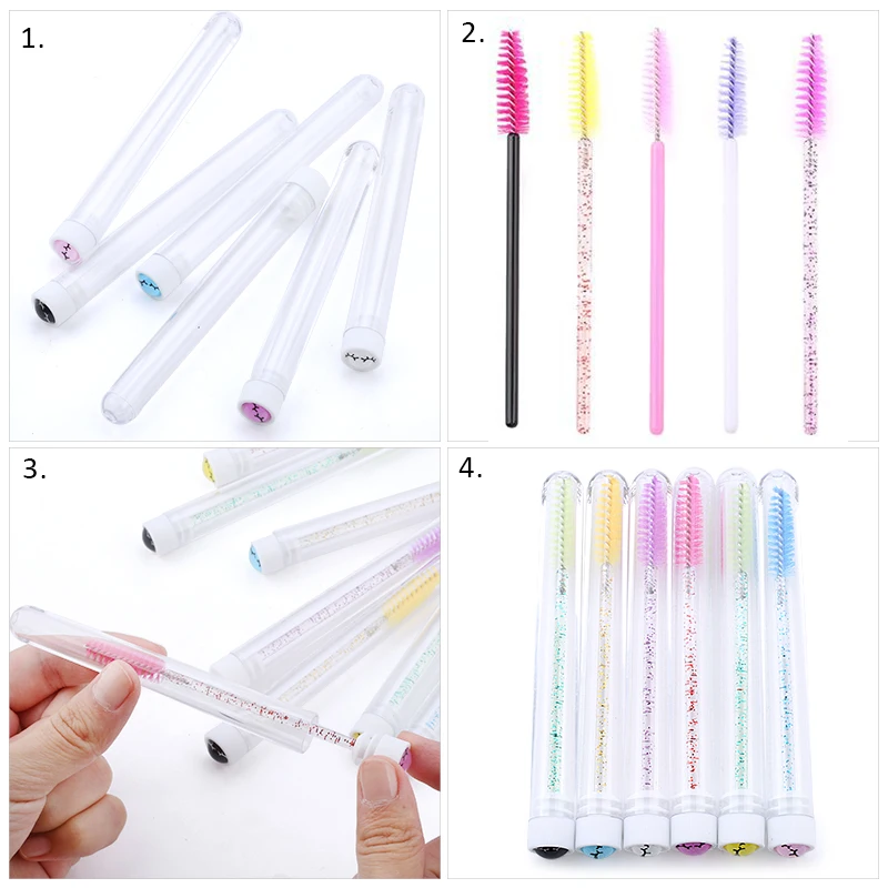 Reusable eyebrow brush tube disposable eyelash brush eyebrow brush with New eyelash resin drill replaceable brushes dust-proof