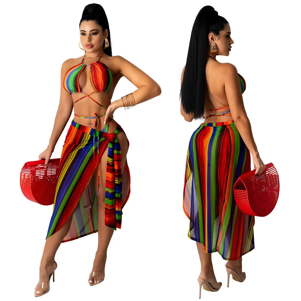3PCS/SET Colorful printed Bandage Bikini+ wrap skirts sexy women swimwear bathing suit cover-ups set Beachwear
3PCS/SET Colorful printed Bandage Bikini+ wrap skirts sexy women swimwear bathing suit cover-ups set Beachwear