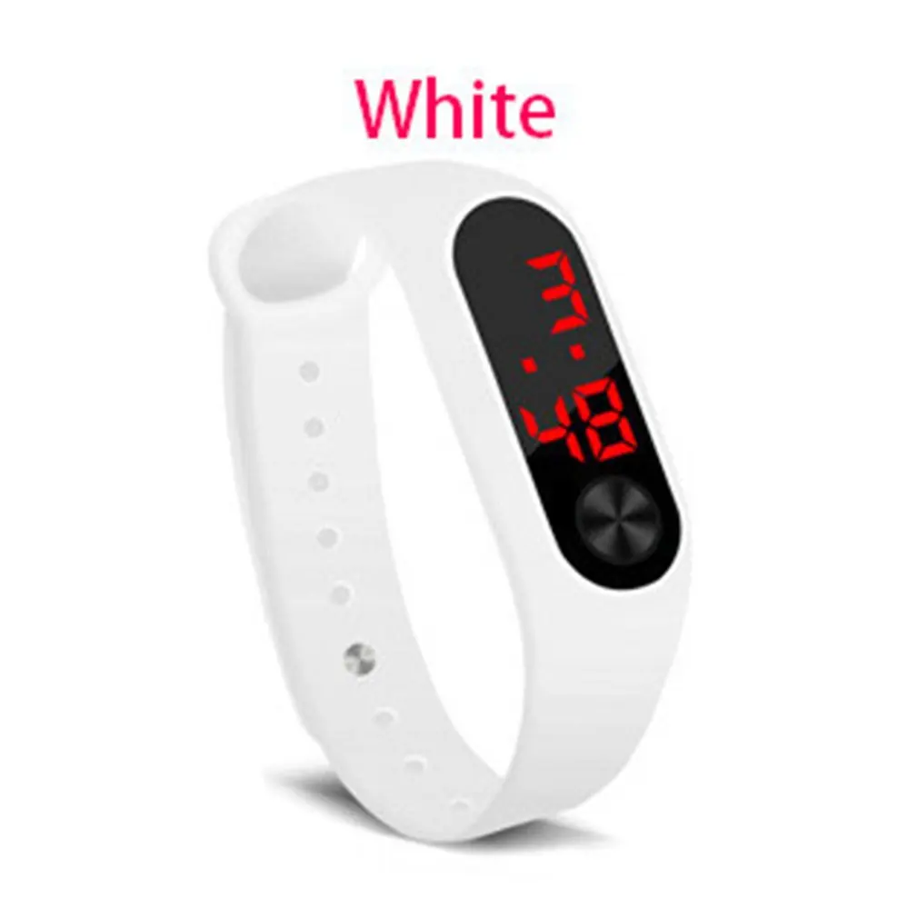 Мужские и женские повседневные спортивные часы с браслетом белые светодиодные