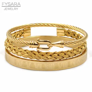 FYSARA 3pcs/Set Royal Roman Bracelets & Bangles Cable Wire Love Bangles For Men Stainless Steel Pulseira Men Jewelry Accessories
FYSARA 3pcs/Set Royal Roman Bracelets & Bangles Cable Wire Love Bangles For Men Stainless Steel Pulseira Men Jewelry Accessories
