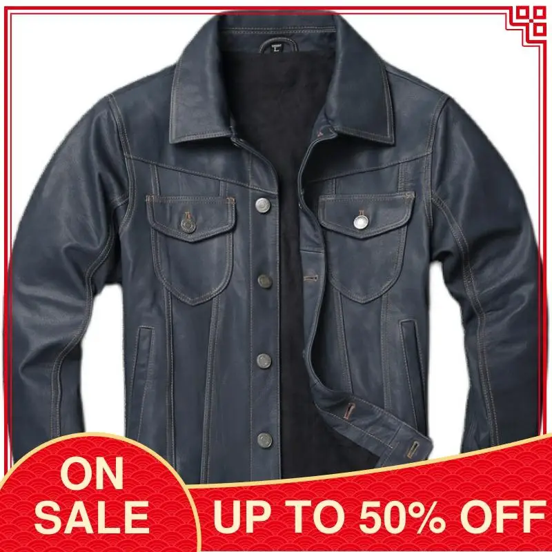 2020 Blue Casual Style Genuine Leather Jacket Men Plus Size 4XL Single Breasted Real Thin Sheepskin Autumn Leather Coat
2020 Blue Casual Style Genuine Leather Jacket Men Plus Size 4XL Single Breasted Real Thin Sheepskin Autumn Leather Coat