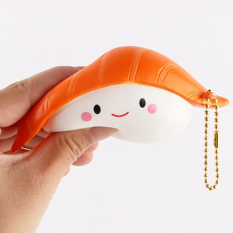 

Cute Kawaii Squishy Rice Ball Salmon Sushi Kid Toy Slow Rising Soft Stress Relief Keychain Pendant Decompression Phone Strap