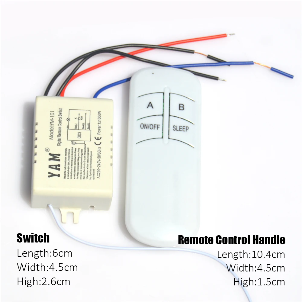 220V Wireless ON/OFF Lamp Light Digital Remote Control Switch Receiver Transmitter 1 Channel 2 Channel 3 Channel 4 Channel
220V Wireless ON/OFF Lamp Light Digital Remote Control Switch Receiver Transmitter 1 Channel 2 Channel 3 Channel 4 Channel