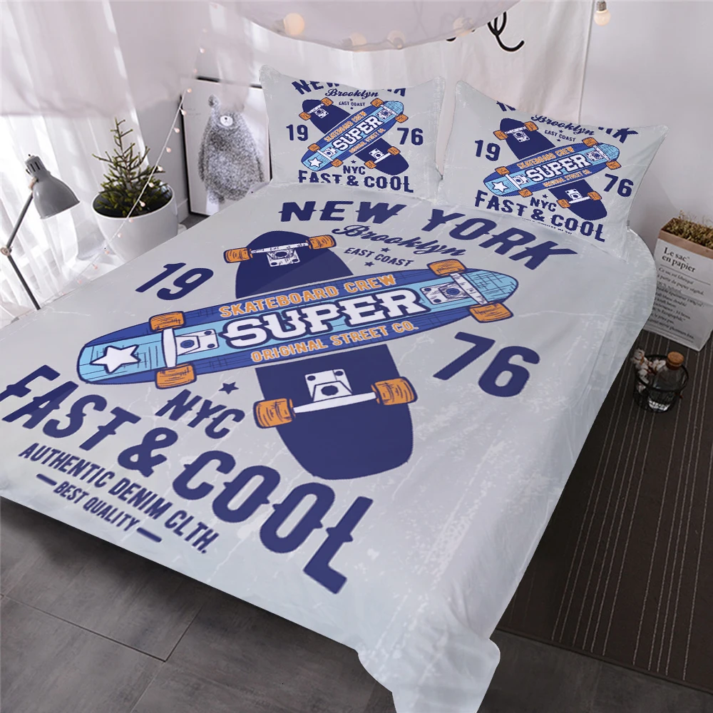 Черное покрывало для скейтборда с 3D рисунком пододеяльник наволочка 3 предмета