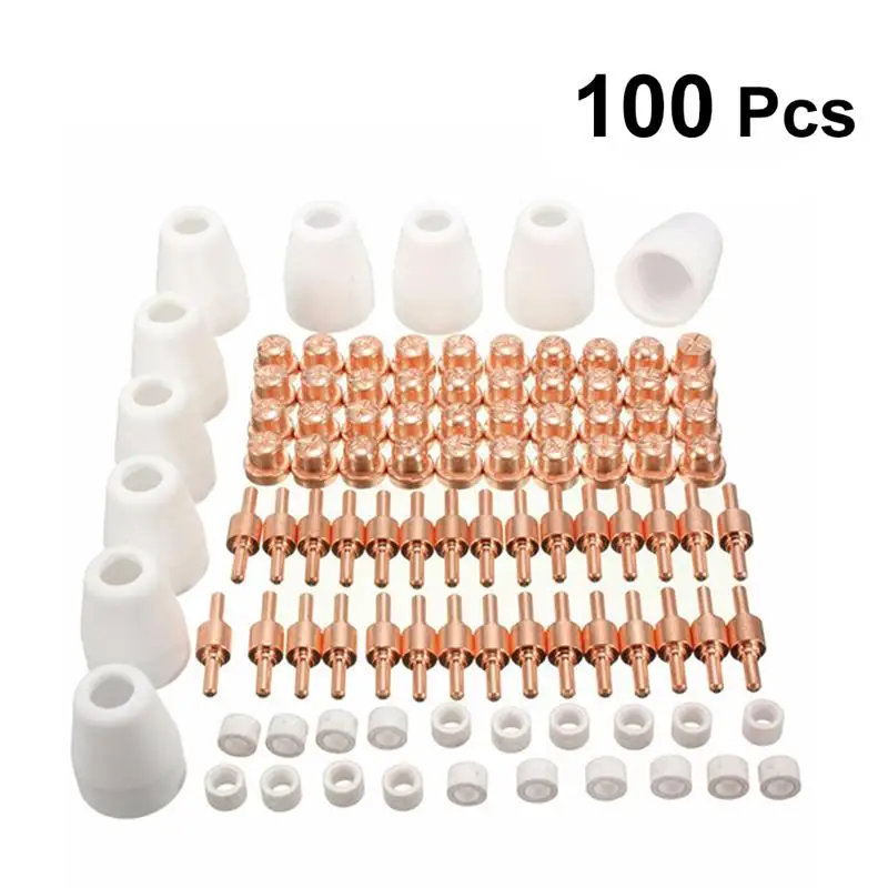 100 PCS/Set Plasma Cutter Tip Electrodes & Nozzles Kit Consumable Accessories For PT31 CUT 30 40 50 Plasma Cutter Welding Tools
100 PCS/Set Plasma Cutter Tip Electrodes & Nozzles Kit Consumable Accessories For PT31 CUT 30 40 50 Plasma Cutter Welding Tools