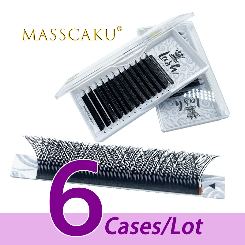 

6case/lot MASSCAKU Y-shape hand woven 8-15mm & mix length soft mink double tip eyelashes premade volume fans individual eyelash