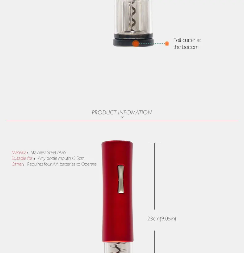 PTZER Electric Red Wine Opener With Foil Cutter Corkscrew Automatic Bottle Openers Set Kitchen Accessories Tools Gadgets LED