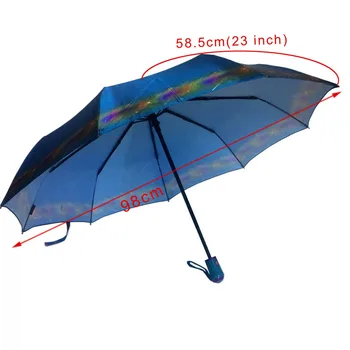 여자 우산, 자동 접는 파라솔 (새틴 캐노피, 프리미엄 스틸 철 프레임 9 갈비 강한 방풍 방수) 비오는 날